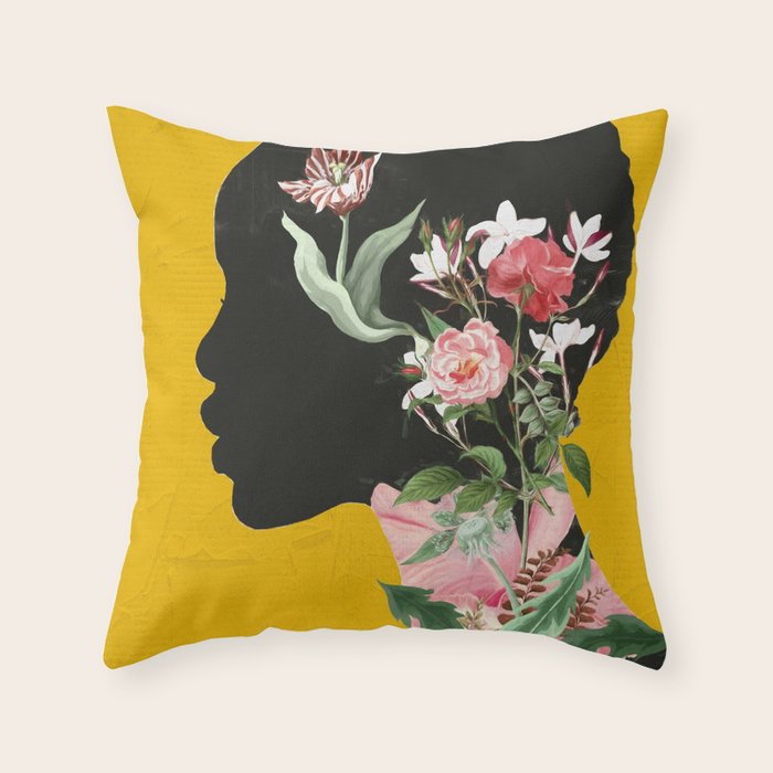 Floral Portrait 17 Throw Pillow Gallery Image 1