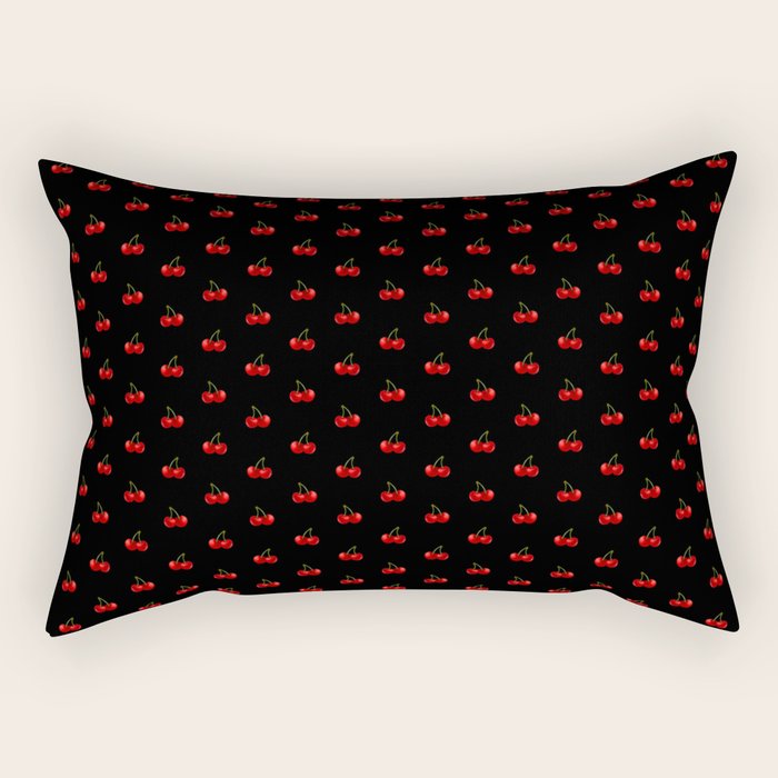 Y2K Cherries - Black Pattern Miniature Rectangular Pillow Gallery Image 1