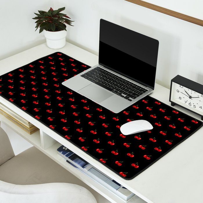 Y2K Cherries - Black Pattern Miniature Desk Mat Gallery Image 2