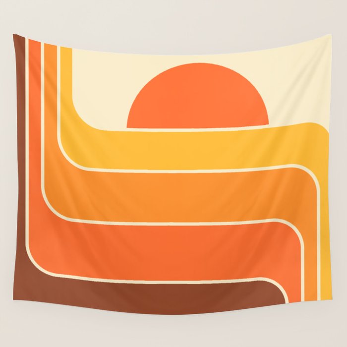 Retro Geometric Sun Set Design 421 Wall Tapestry Gallery Image 4