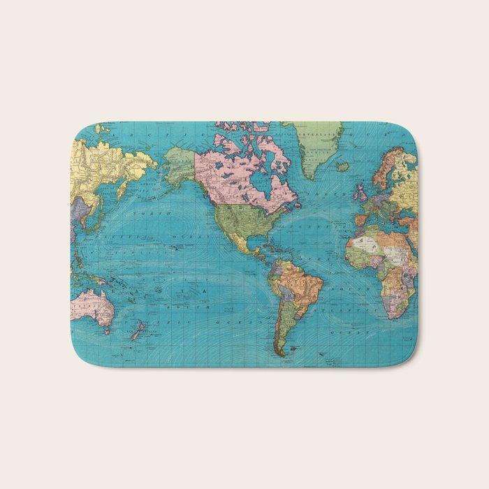Vintage Map of The World (1897) Bath Mat Gallery Image 1