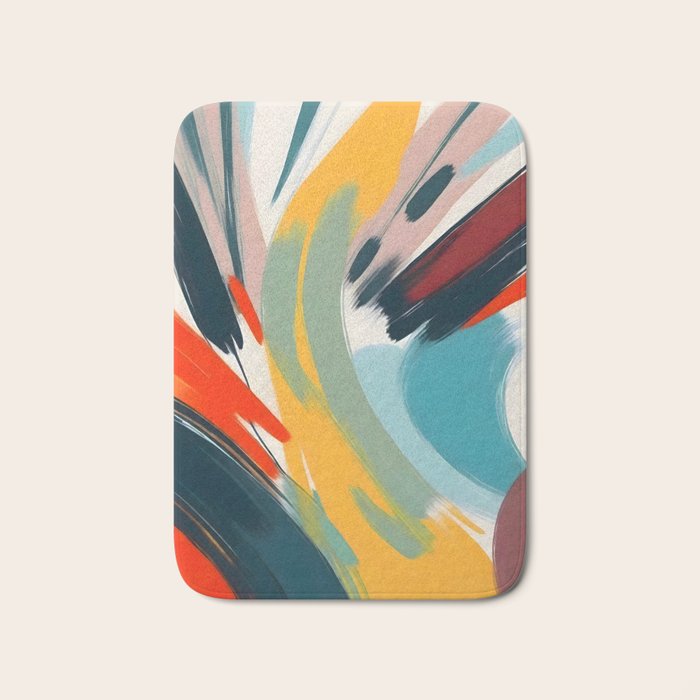 Painted Deliciousness, Spring Colorful Eclectic Bohemian Abstract, Brush Strokes Contemporary Modern Art Bath Mat Gallery Image 1