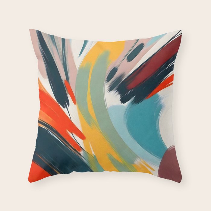 Painted Deliciousness, Spring Colorful Eclectic Bohemian Abstract, Brush Strokes Contemporary Modern Art Throw Pillow Gallery Image 1
