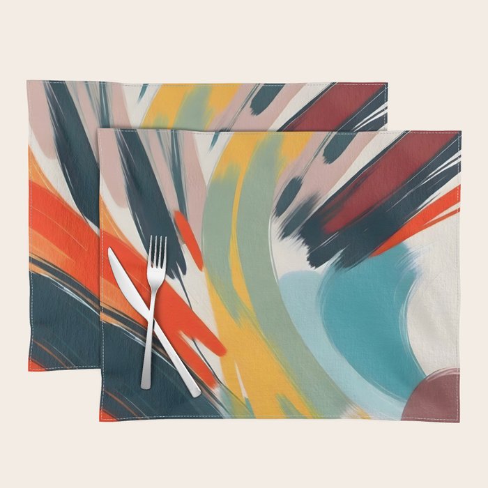 Painted Deliciousness, Spring Colorful Eclectic Bohemian Abstract, Brush Strokes Contemporary Modern Art Placemat Gallery Image 1