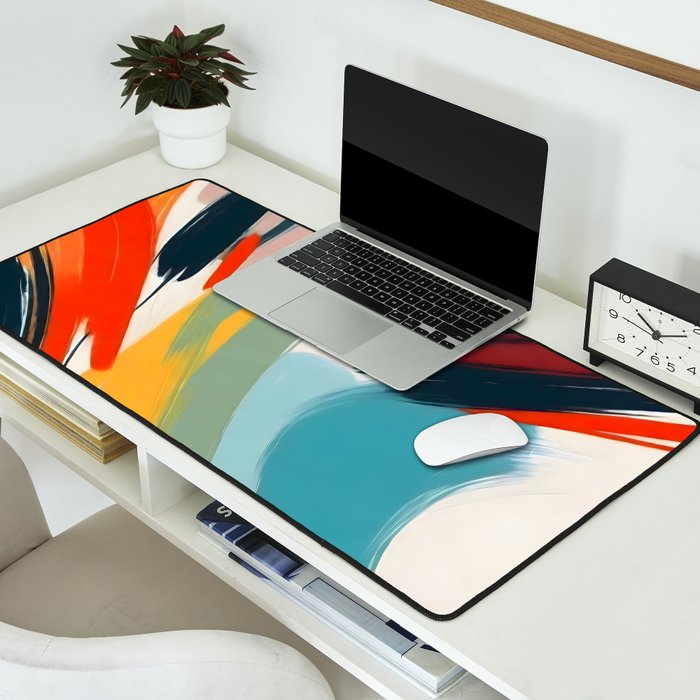 Painted Deliciousness, Spring Colorful Eclectic Bohemian Abstract, Brush Strokes Contemporary Modern Art Desk Mat Gallery Image 2