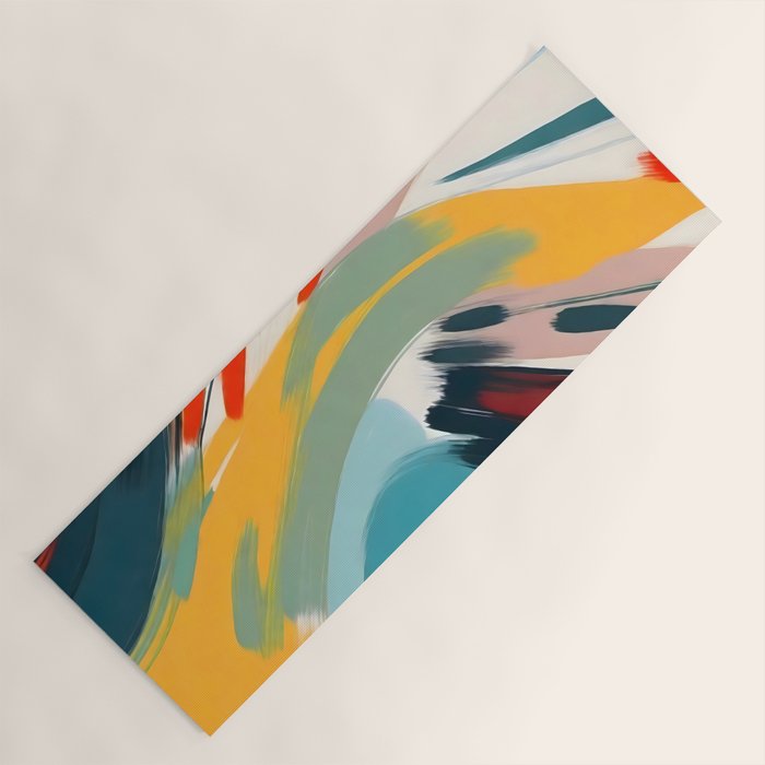 Painted Deliciousness, Spring Colorful Eclectic Bohemian Abstract, Brush Strokes Contemporary Modern Art Yoga Mat Gallery Image 1