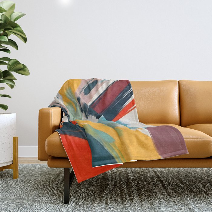 Painted Deliciousness, Spring Colorful Eclectic Bohemian Abstract, Brush Strokes Contemporary Modern Art Throw Blanket Gallery Image 1