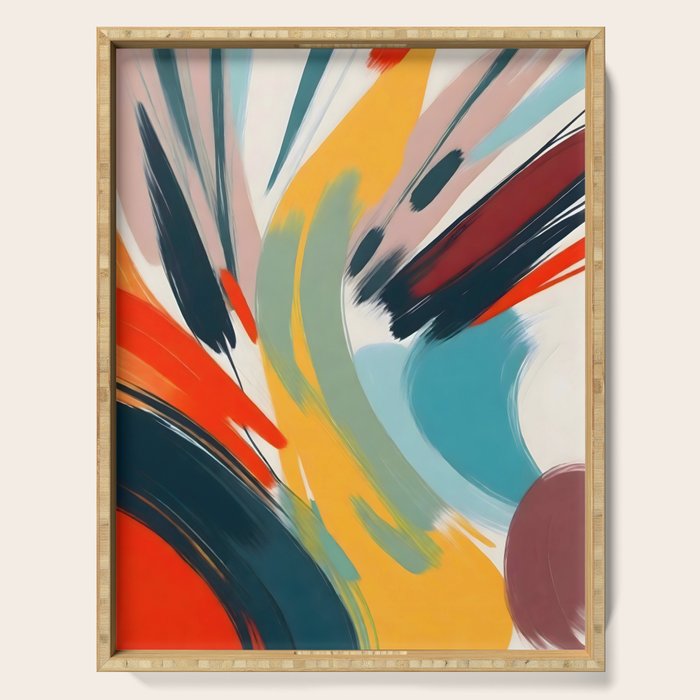 Painted Deliciousness, Spring Colorful Eclectic Bohemian Abstract, Brush Strokes Contemporary Modern Art Serving Tray Gallery Image 1