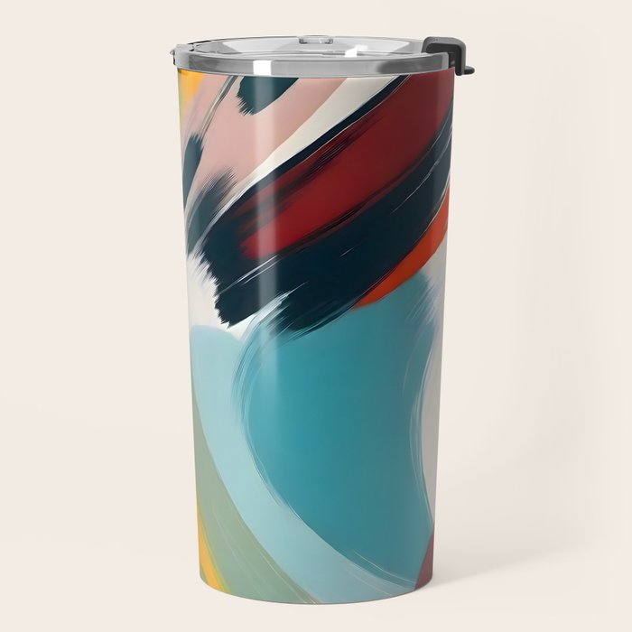 Painted Deliciousness, Spring Colorful Eclectic Bohemian Abstract, Brush Strokes Contemporary Modern Art Travel Mug Gallery Image 2
