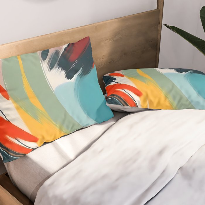 Painted Deliciousness, Spring Colorful Eclectic Bohemian Abstract, Brush Strokes Contemporary Modern Art Pillow Sham Gallery Image 2