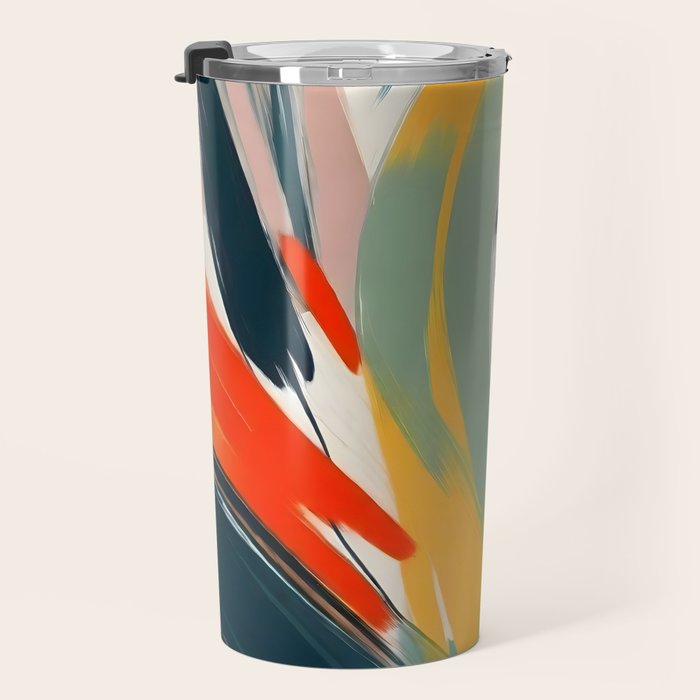 Painted Deliciousness, Spring Colorful Eclectic Bohemian Abstract, Brush Strokes Contemporary Modern Art Travel Mug Gallery Image 3