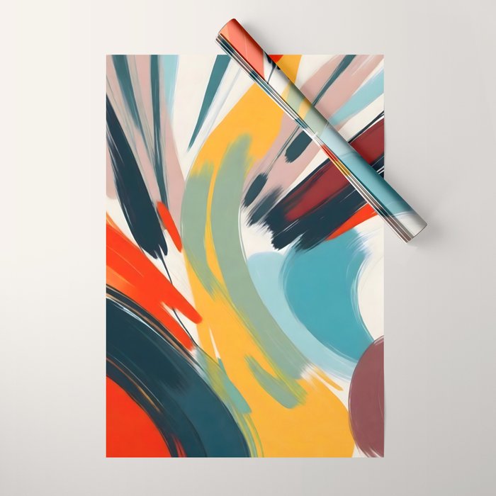 Painted Deliciousness, Spring Colorful Eclectic Bohemian Abstract, Brush Strokes Contemporary Modern Art Wrapping Paper Gallery Image 1