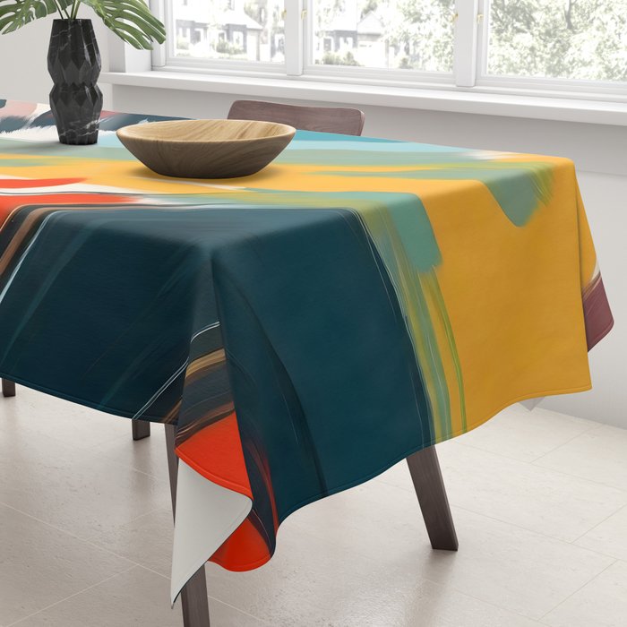 Painted Deliciousness, Spring Colorful Eclectic Bohemian Abstract, Brush Strokes Contemporary Modern Art Tablecloth Gallery Image 3