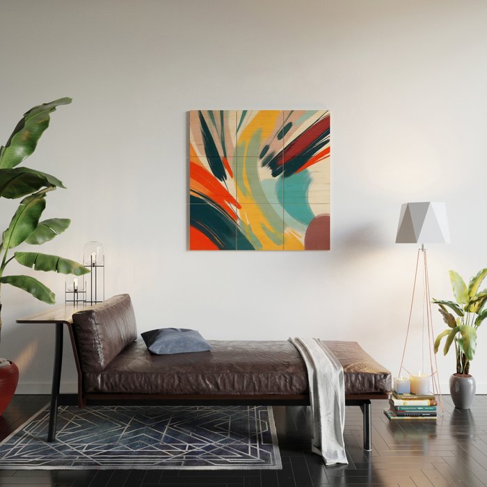 Painted Deliciousness, Spring Colorful Eclectic Bohemian Abstract, Brush Strokes Contemporary Modern Art Wood Wall Art Gallery Image 2