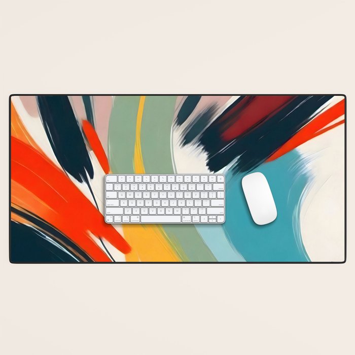 Painted Deliciousness, Spring Colorful Eclectic Bohemian Abstract, Brush Strokes Contemporary Modern Art Desk Mat Gallery Image 1