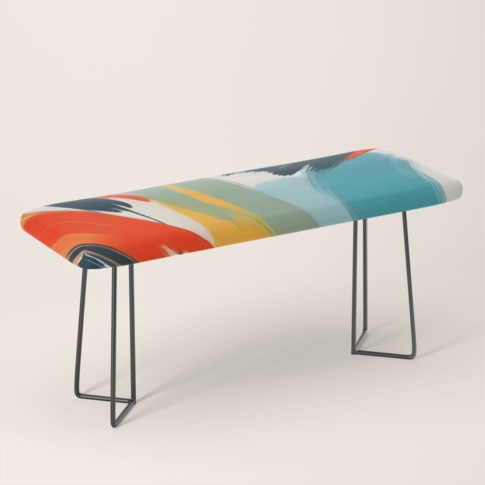 Painted Deliciousness, Spring Colorful Eclectic Bohemian Abstract, Brush Strokes Contemporary Modern Art Bench Gallery Image 1
