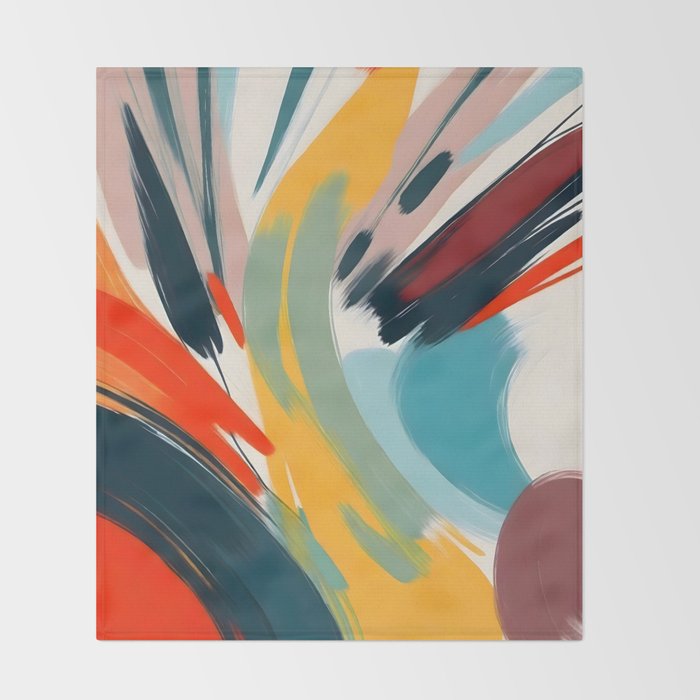 Painted Deliciousness, Spring Colorful Eclectic Bohemian Abstract, Brush Strokes Contemporary Modern Art Throw Blanket Gallery Image 2