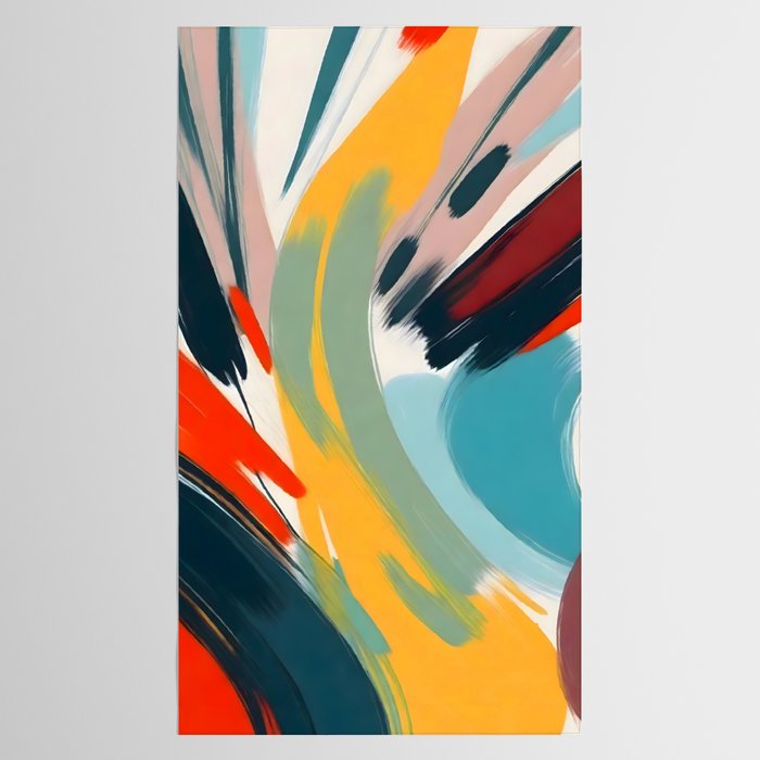 Painted Deliciousness, Spring Colorful Eclectic Bohemian Abstract, Brush Strokes Contemporary Modern Art Tablecloth Gallery Image 2