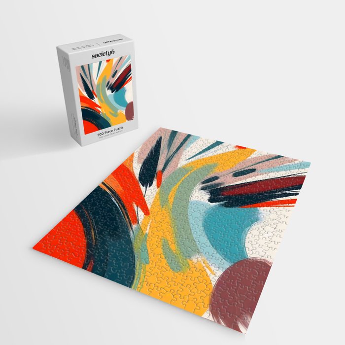 Painted Deliciousness, Spring Colorful Eclectic Bohemian Abstract, Brush Strokes Contemporary Modern Art Jigsaw Puzzle Gallery Image 2