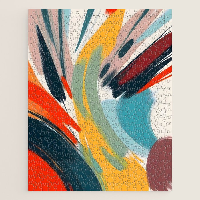 Painted Deliciousness, Spring Colorful Eclectic Bohemian Abstract, Brush Strokes Contemporary Modern Art Jigsaw Puzzle Gallery Image 1