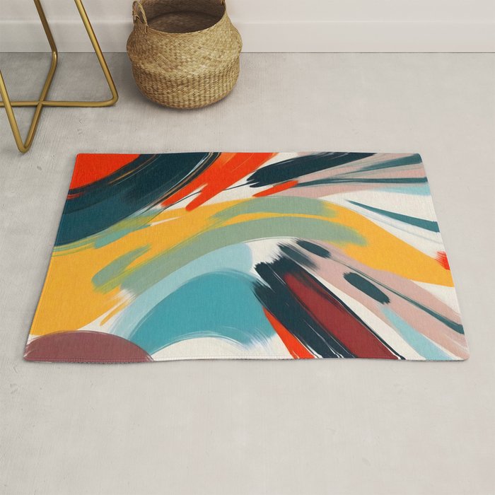 Painted Deliciousness, Spring Colorful Eclectic Bohemian Abstract, Brush Strokes Contemporary Modern Art Rug Gallery Image 1