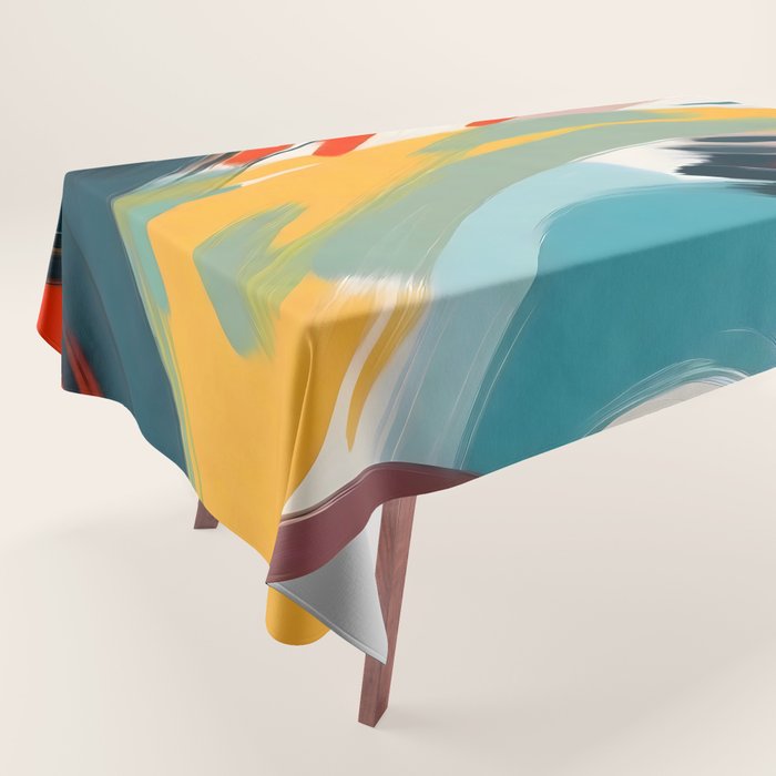 Painted Deliciousness, Spring Colorful Eclectic Bohemian Abstract, Brush Strokes Contemporary Modern Art Tablecloth Gallery Image 1