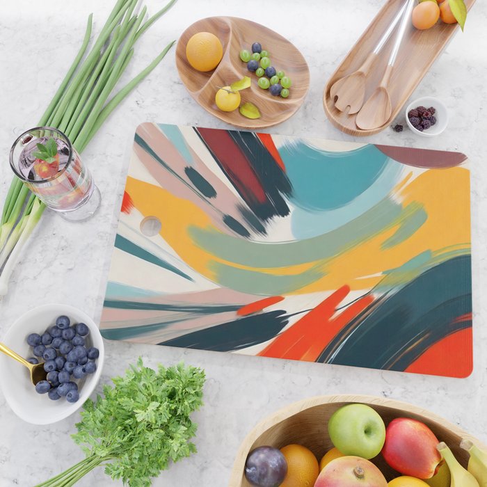 Painted Deliciousness, Spring Colorful Eclectic Bohemian Abstract, Brush Strokes Contemporary Modern Art Cutting Board Gallery Image 2