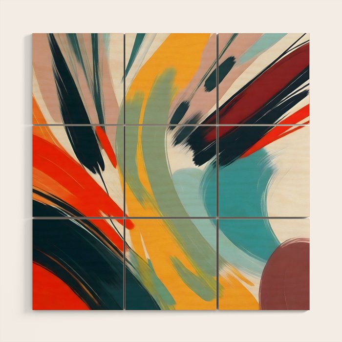 Painted Deliciousness, Spring Colorful Eclectic Bohemian Abstract, Brush Strokes Contemporary Modern Art Wood Wall Art Gallery Image 1