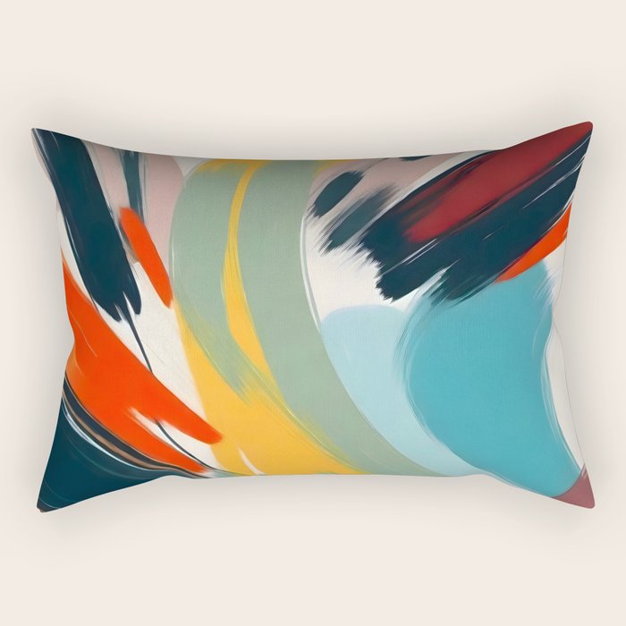 Painted Deliciousness, Spring Colorful Eclectic Bohemian Abstract, Brush Strokes Contemporary Modern Art Rectangular Pillow Gallery Image 1