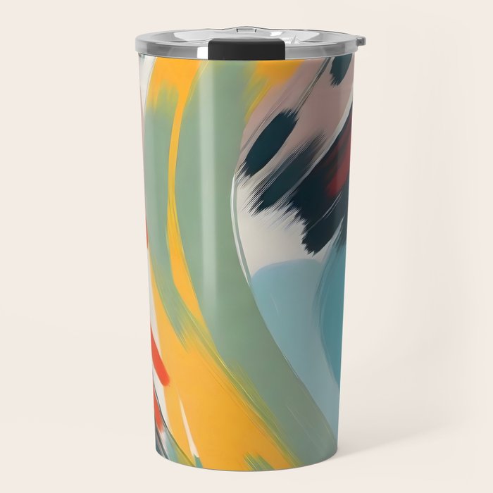 Painted Deliciousness, Spring Colorful Eclectic Bohemian Abstract, Brush Strokes Contemporary Modern Art Travel Mug Gallery Image 1