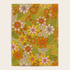 1960s, 1970s Retro Floral in Green, Pink & Orange - Flower Power Poster Gallery Image 4