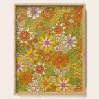 1960s, 1970s Retro Floral in Green, Pink & Orange - Flower Power Serving Tray Gallery Image 1