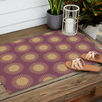Boho Summer Sun Pattern XI Mauve and Neutral Yellow Outdoor Rug Gallery Image 2
