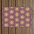 Boho Summer Sun Pattern XI Mauve and Neutral Yellow Outdoor Rug Gallery Image 1