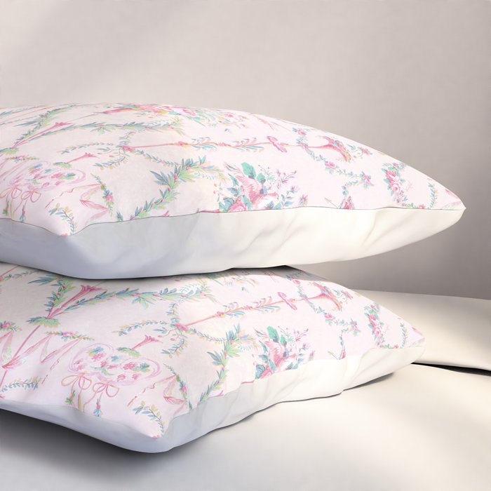 French wallpaper, birds and floral swags Pillow Sham Gallery Image 3