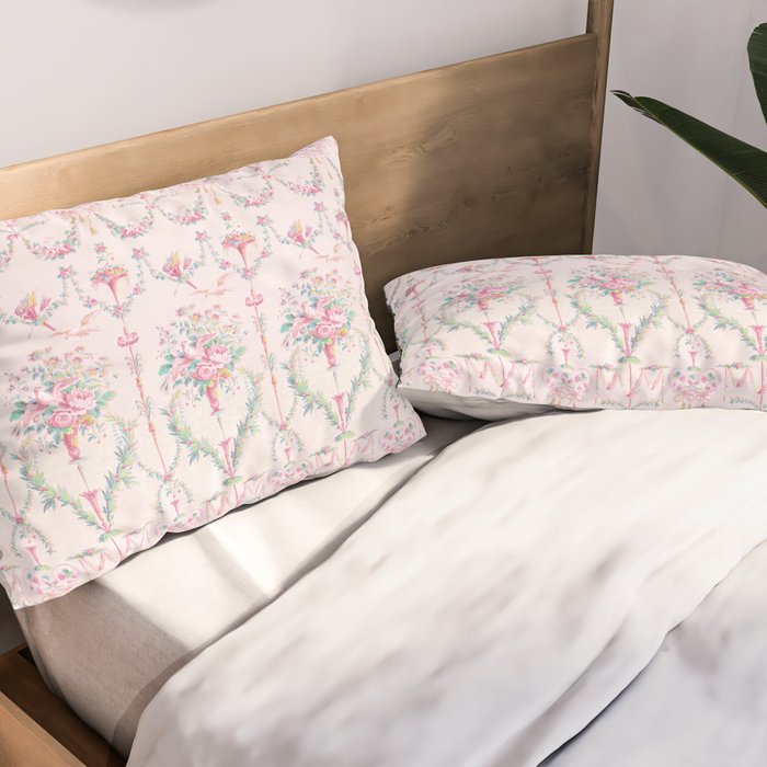French wallpaper, birds and floral swags Pillow Sham Gallery Image 2