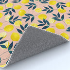 Lemon Goodness, Botanical Nature Forest Illustration, Bohemian Blush Colorful Painting Rug Gallery Image 4