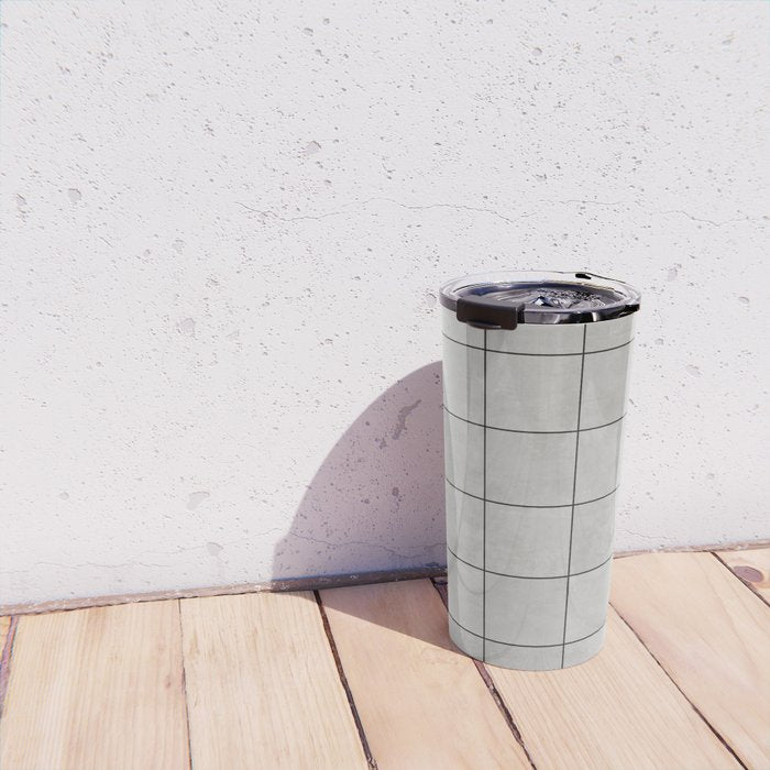 Large Grid Pattern - Grey Travel Mug Gallery Image 4