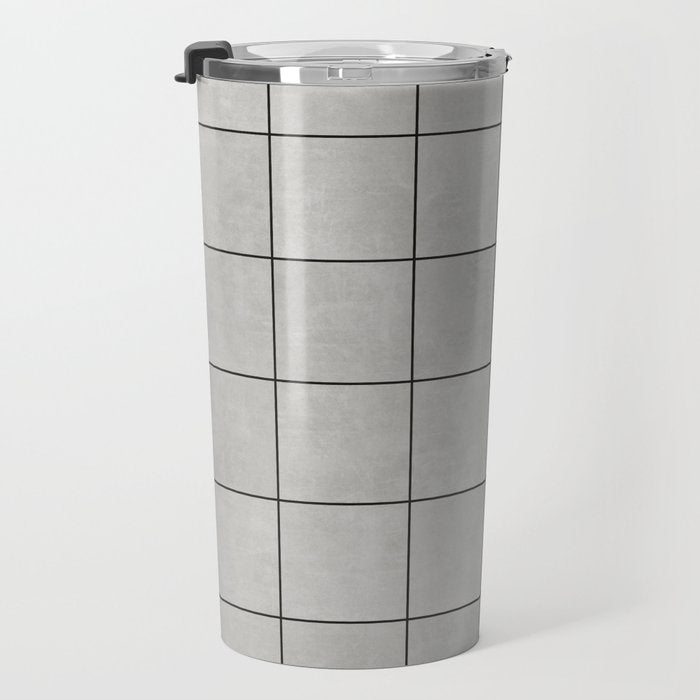 Large Grid Pattern - Grey Travel Mug Gallery Image 3