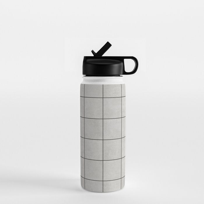 Large Grid Pattern - Grey Water Bottle Gallery Image 1
