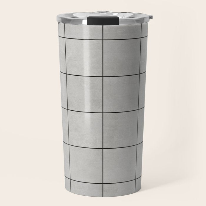 Large Grid Pattern - Grey Travel Mug Gallery Image 1