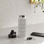 Large Grid Pattern - Grey Water Bottle Gallery Image 4