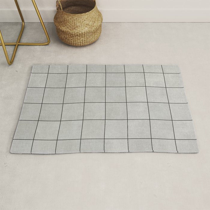 Large Grid Pattern - Grey Rug Gallery Image 1