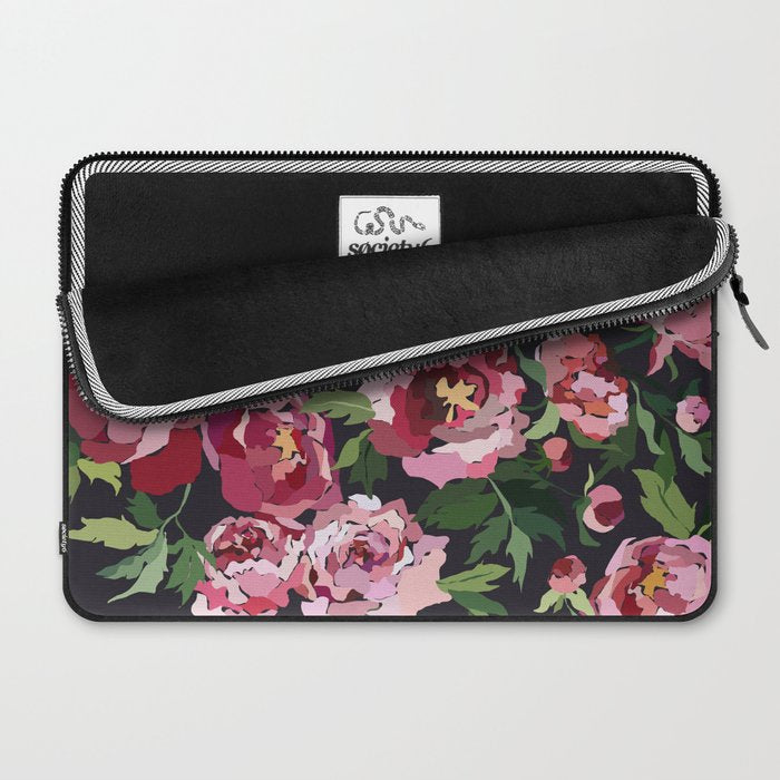 Peony dark coal background Laptop Sleeve Gallery Image 2