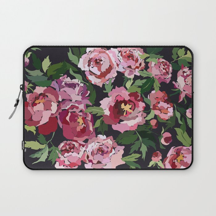 Peony dark coal background Laptop Sleeve Gallery Image 1