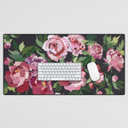 Peony dark coal background Desk Mat Gallery Image 1