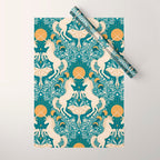 Celestial Unicorns In Turquoise and Gold Wrapping Paper Gallery Image 1