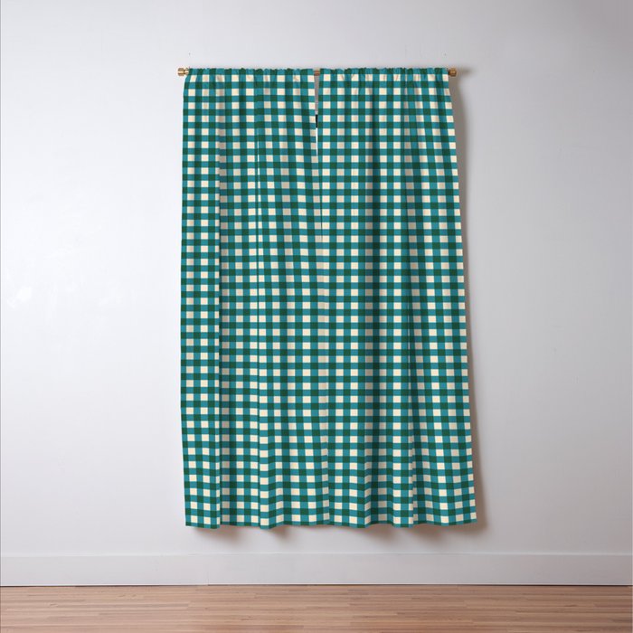 Mini Holiday Gingham in Teal Window Curtain Gallery Image 3