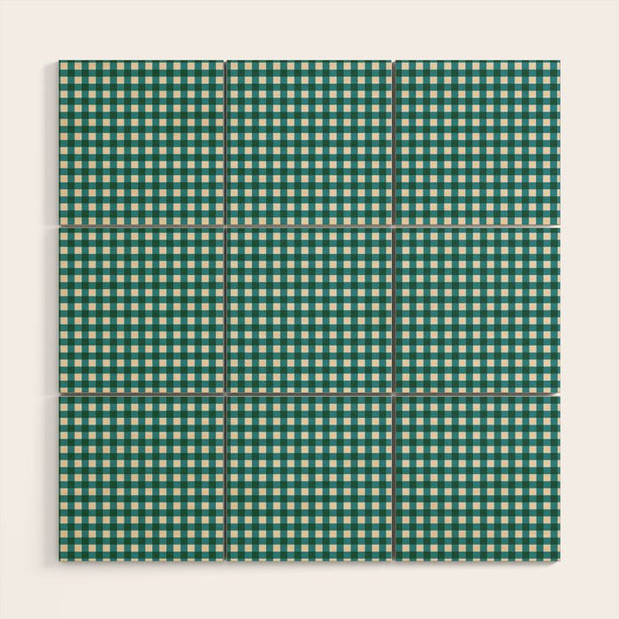 Mini Holiday Gingham in Teal Wood Wall Art Gallery Image 1