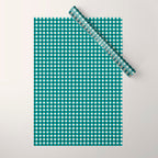 Mini Holiday Gingham in Teal Wrapping Paper Gallery Image 1